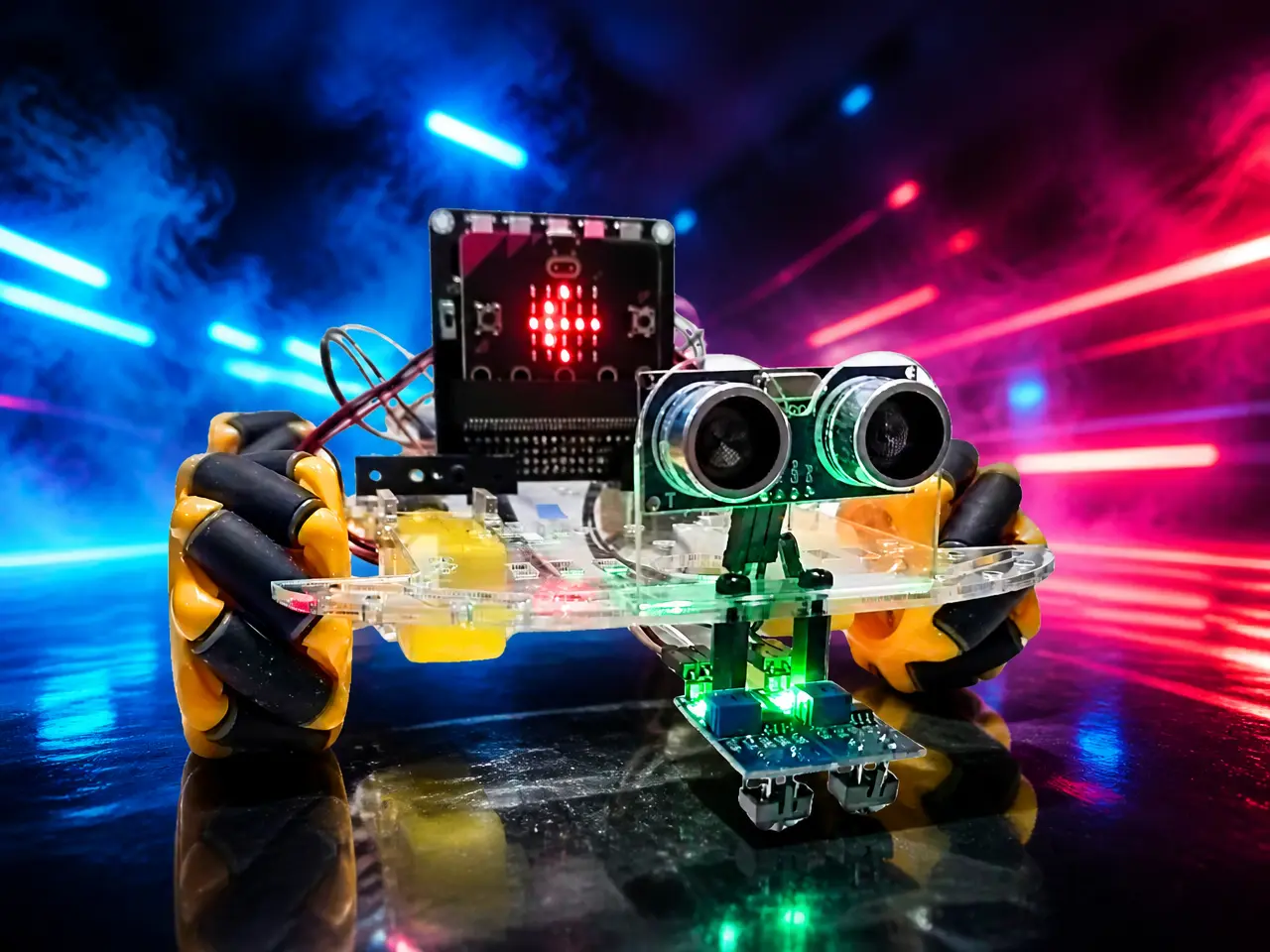 BitBot educational robot with micro:bit and mecanum wheels