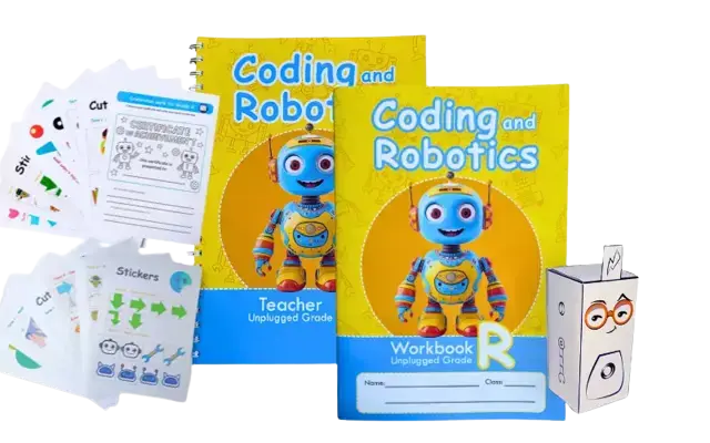 Grade R to 4 robotics curriculum book, full colour and aligned with CAPS