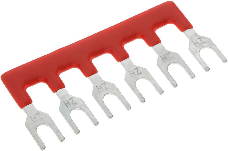 Jumper Block Terminal Strips, 6 Pin, 25A, Red