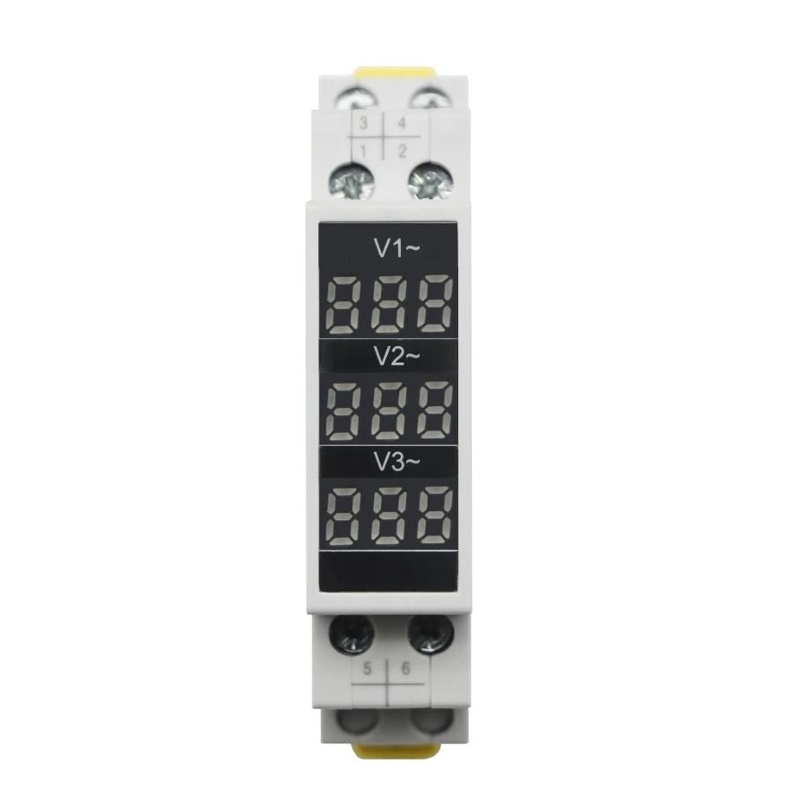 Din Rail Mini Three-Phase LED Voltmeter